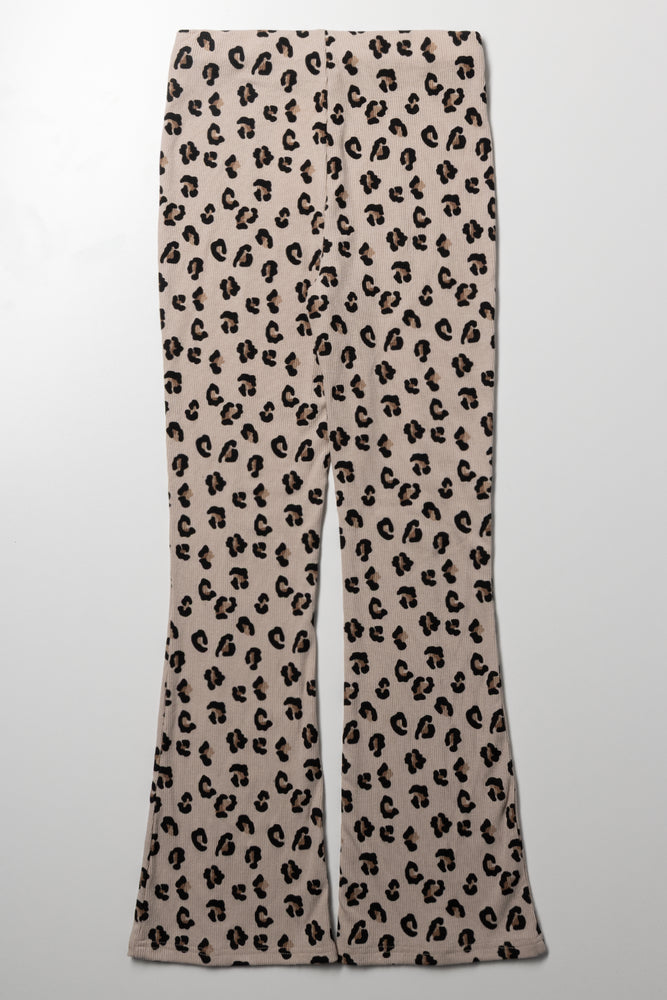 Leopard Flare Leggings Natural (2)