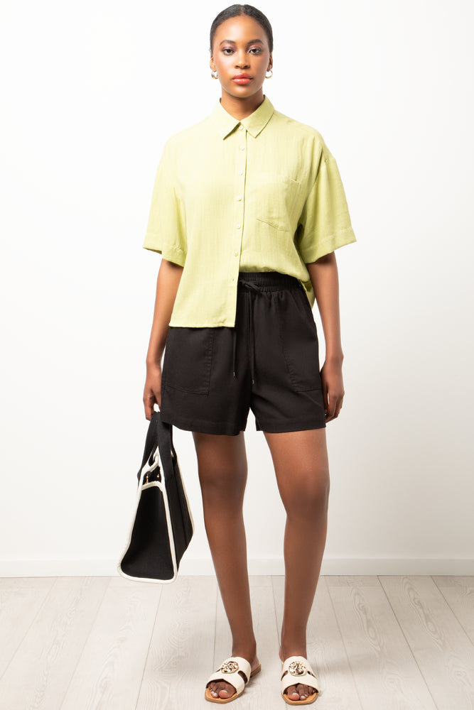 Linen Woven Shorts Black