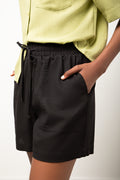 Linen Woven Shorts Black (1)