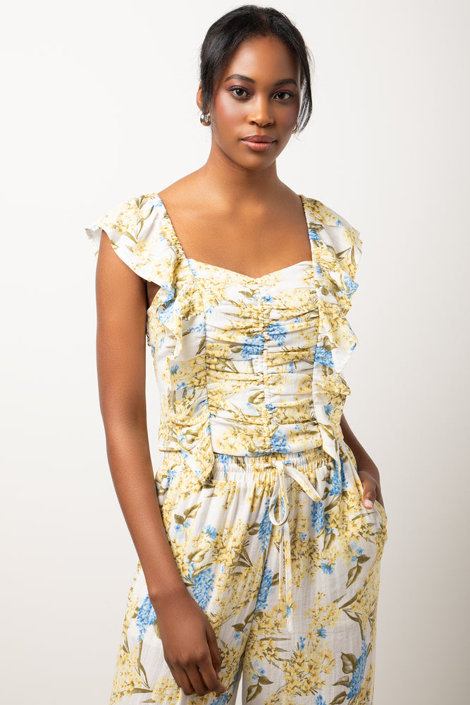 Sleeveless Frill Top Yellow