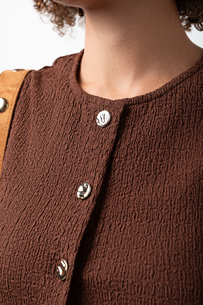 Sleeveless Bubble Knit Vest Brown (3)