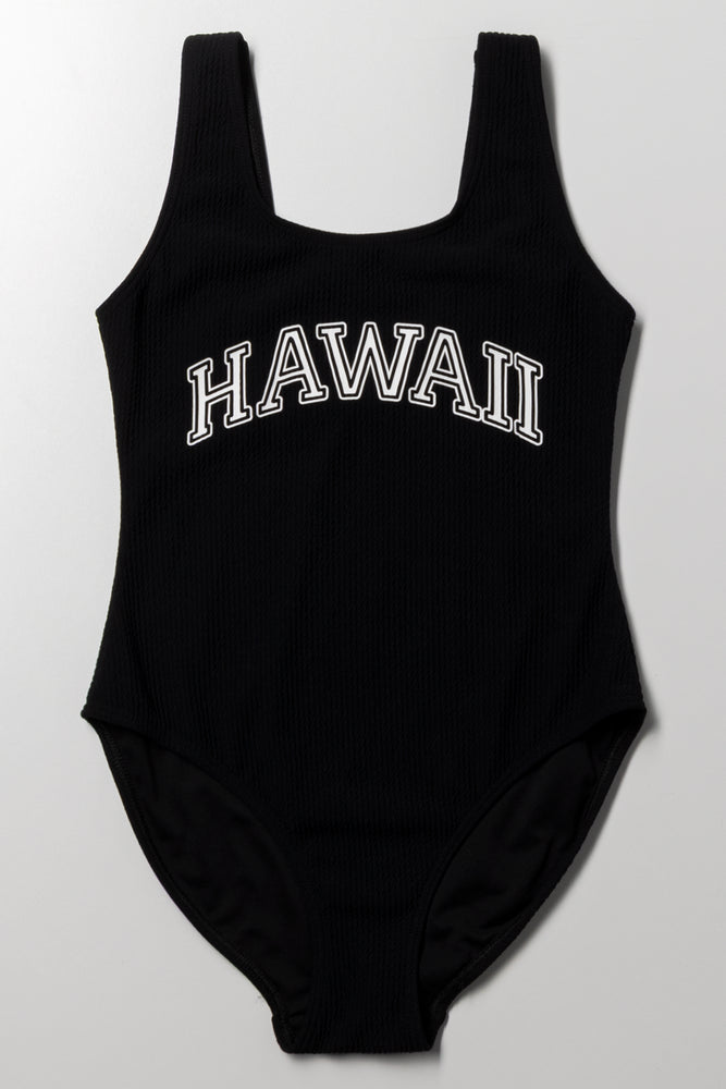 Textured One Piece Swimsuit Black