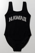 Textured One Piece Swimsuit Black