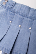 Pleated Denim Skorts Blue (2)