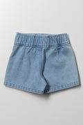 Pleated Denim Skorts Blue (3)