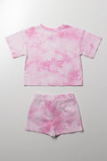 Tie Dye T-Shirt And Shorts Set Pink (2)