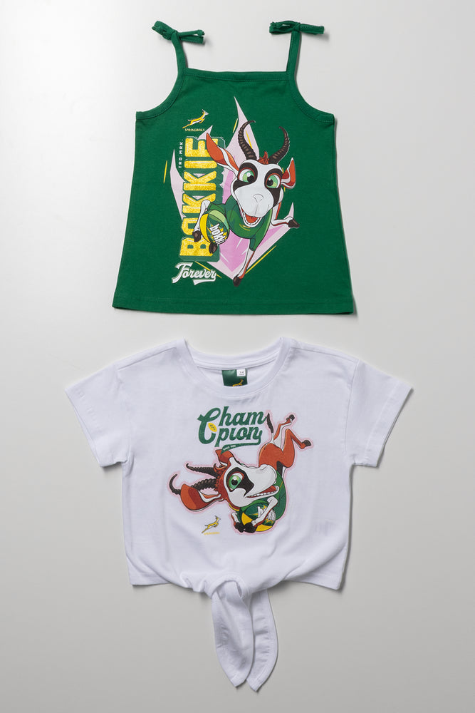 Bokkie 2 Pack T-Shirts Green And White