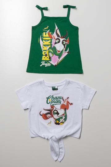 Bokkie 2 Pack T-Shirts Green And White