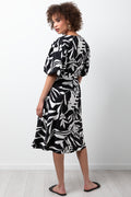 Puff Sleeve Dress Black & White (2)
