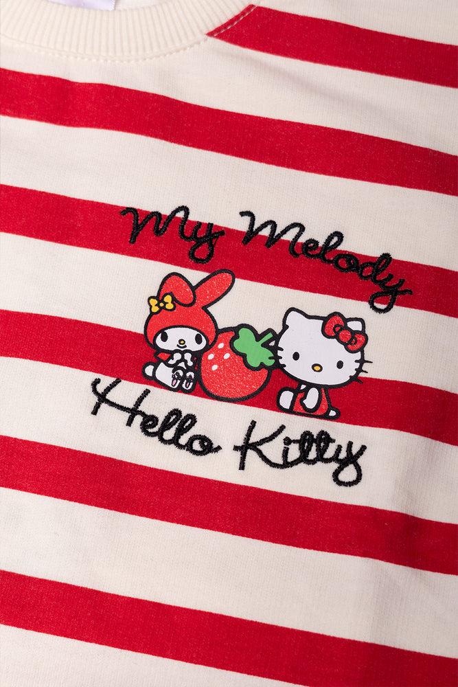 Hello Kitty Stripe Fleece Set Red