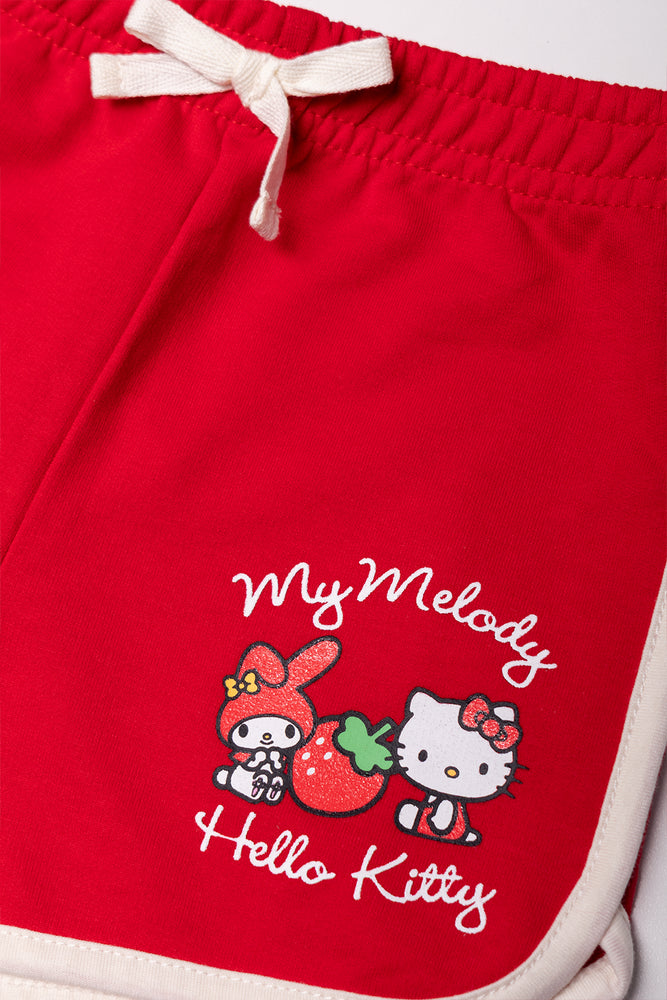 Hello Kitty Stripe Fleece Set Red (2)