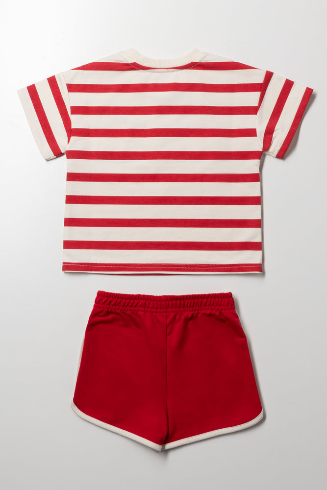 Hello Kitty Stripe Fleece Set Red (3)