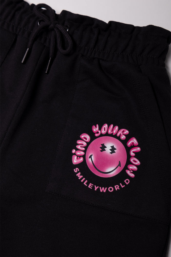 Smileyworld Paperbag Shorts Black