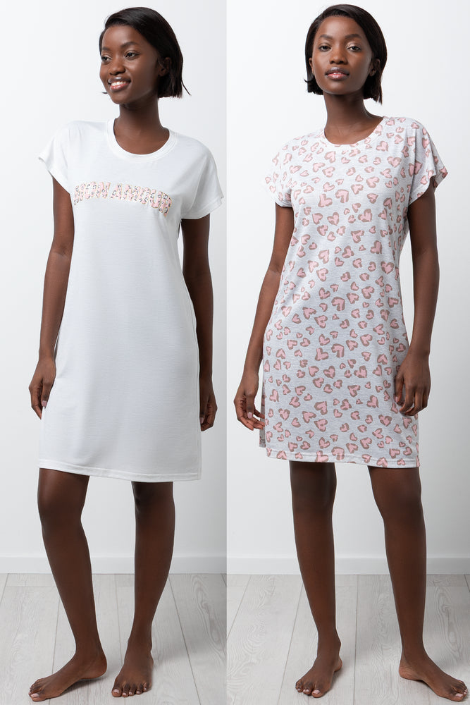 2 Pack Sleep Shirts White And Grey