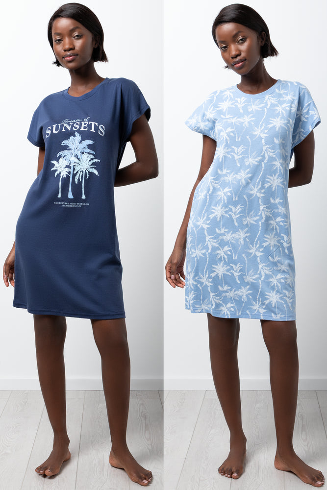 2 Pack Sleepshirts Navy And Blue