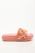 Flower Chunky Pool Slides Coral (1)