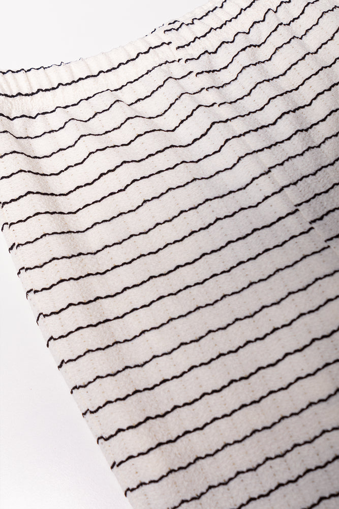 Stripe Crochet Flare Leg Pants Cream