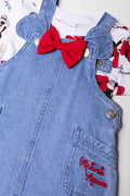 Minnie Mouse Denim Pinafore Set Blue And White (1)