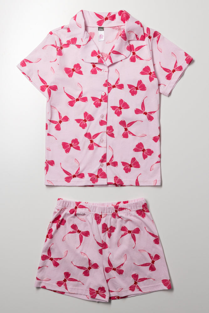 Button Through Pyjama Set Pink