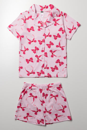 Button Through Pyjama Set Pink