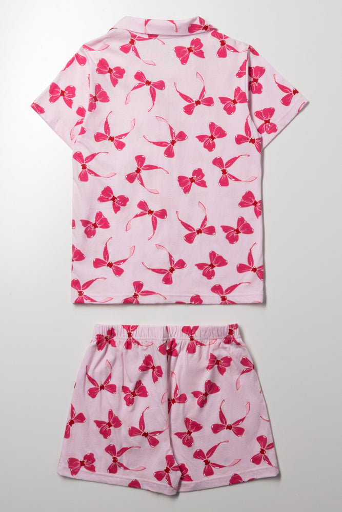 Button Through Pyjama Set Pink (2)