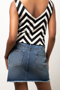 Ripped Mini Denim Skirt Blue (2)