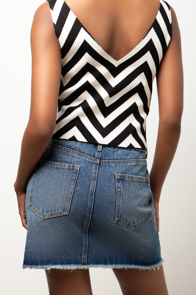 Ripped Mini Denim Skirt Blue (2)