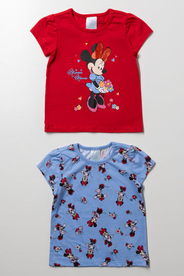 Minnie Mouse 2 Pack T-Shirts Red And Blue