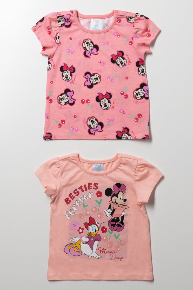 2 Pack Minnie Mouse Short Sleeve T-Shirts Peach