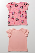 2 Pack Minnie Mouse Short Sleeve T-Shirts Peach (2)