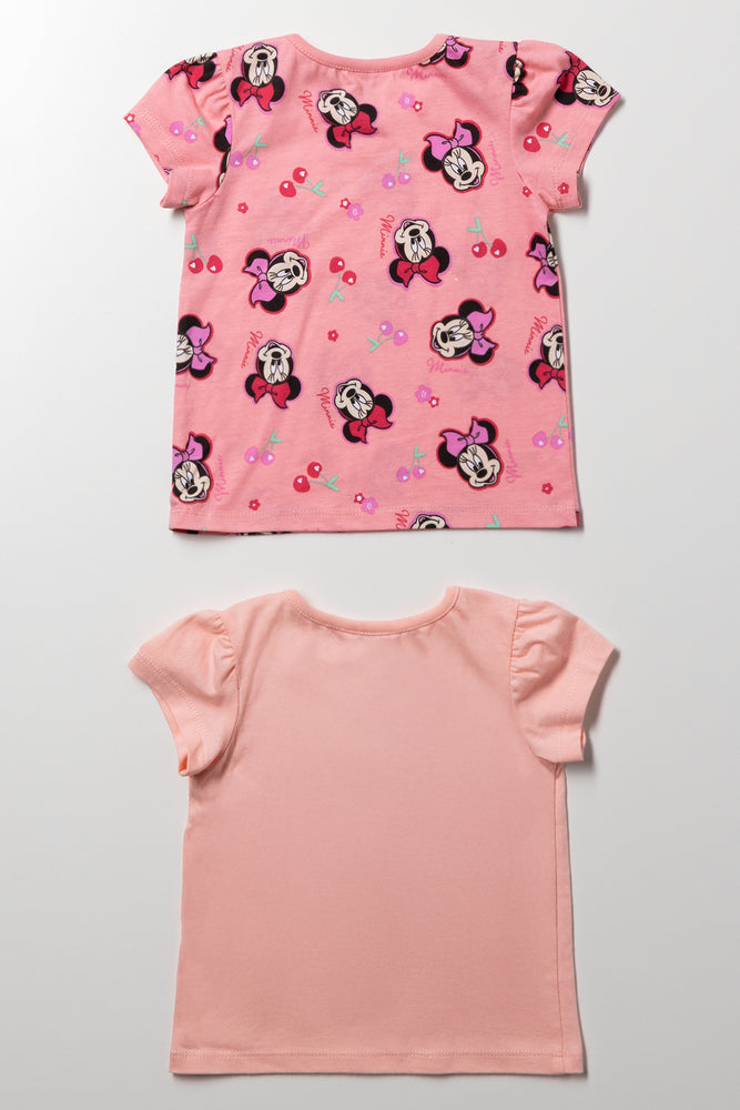 2 Pack Minnie Mouse Short Sleeve T-Shirts Peach (2)