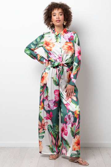 Relaxed Floral Satin Pants Multi