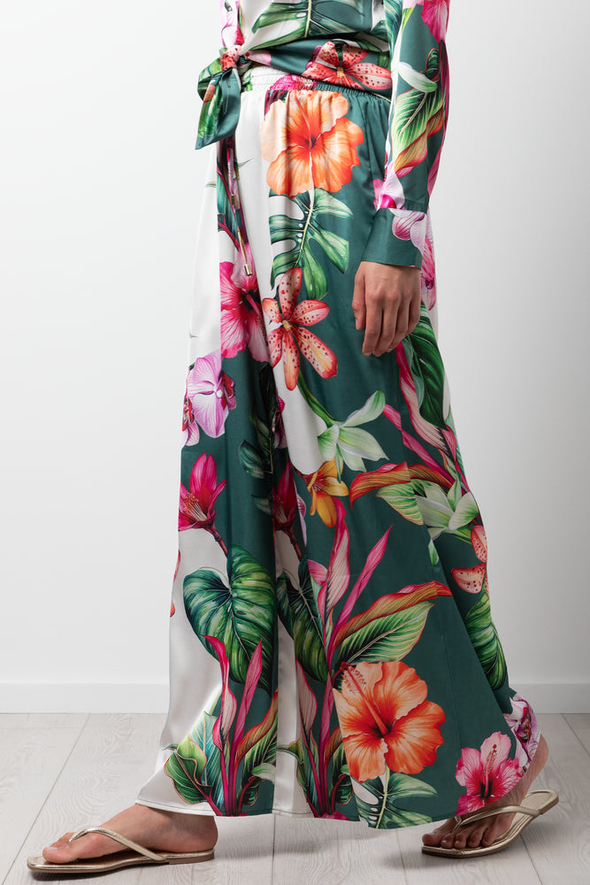 Relaxed Floral Satin Pants Multi