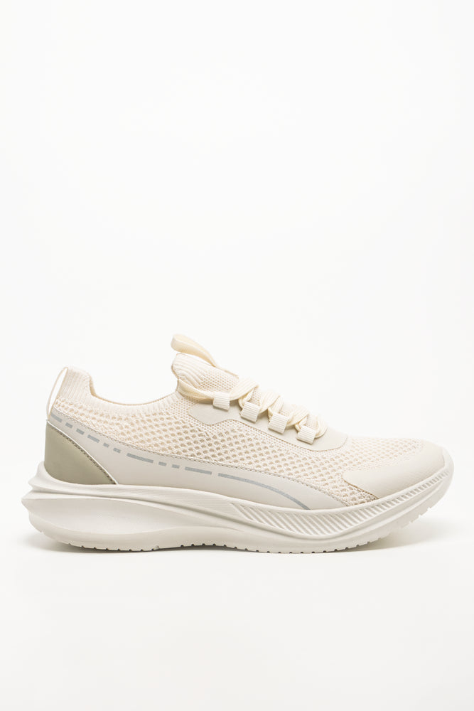 Mesh Lace Up Trainers Natural