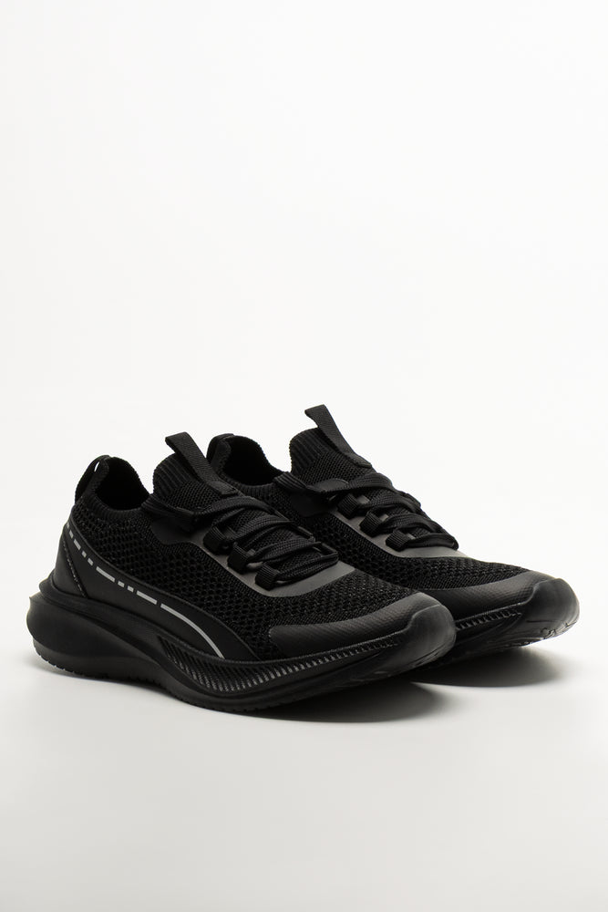 Mesh Lace Up Trainers Black