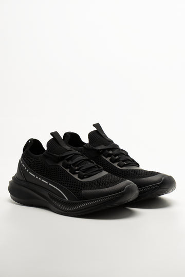 Mesh Lace Up Trainers Black