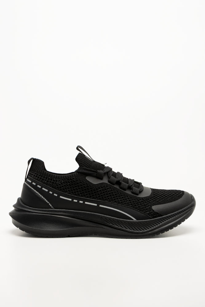 Mesh Lace Up Trainers Black