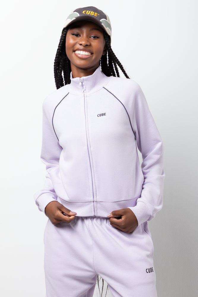 Zip Through Track Top Purple