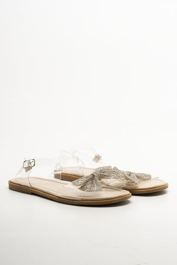 Sparkle Bow Sandals Natural
