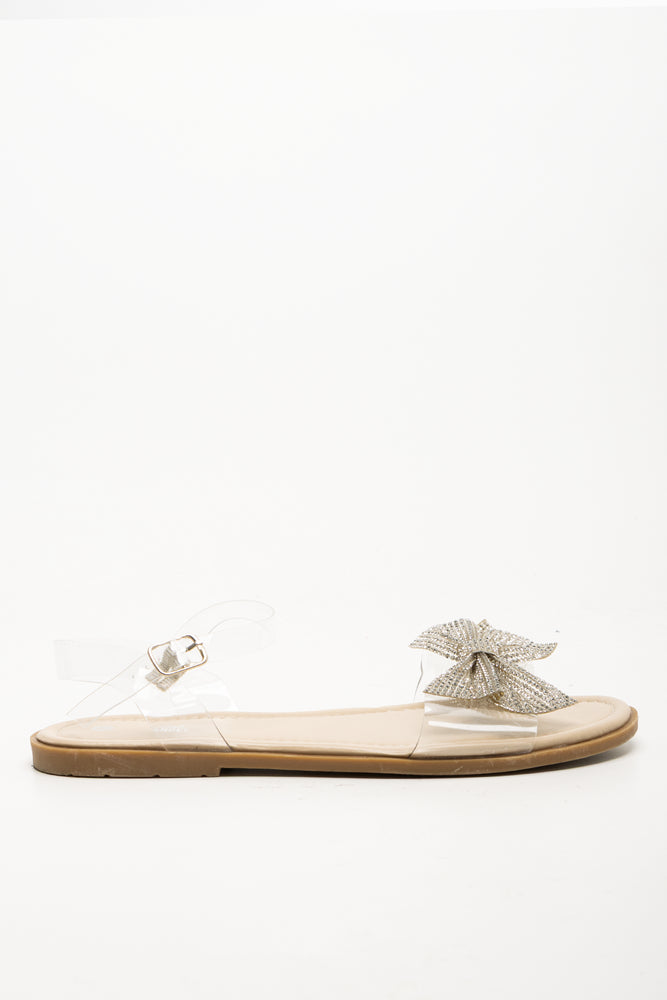 Sparkle Bow Sandals Natural