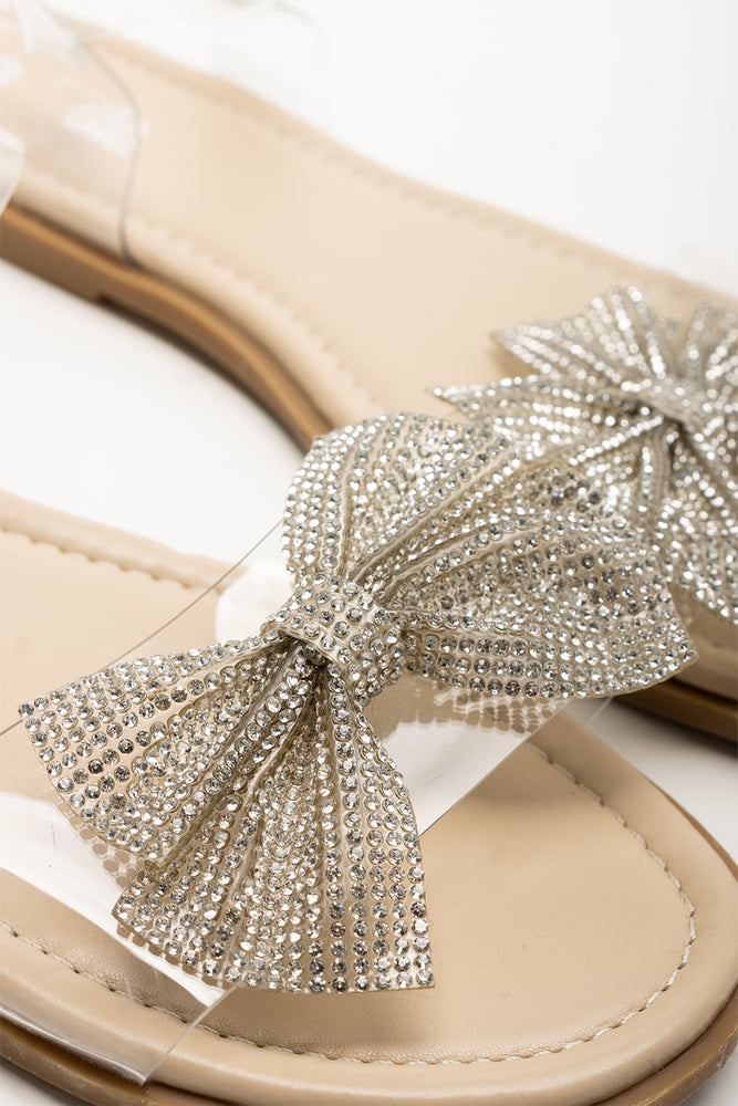 Sparkle Bow Sandals Natural (2)
