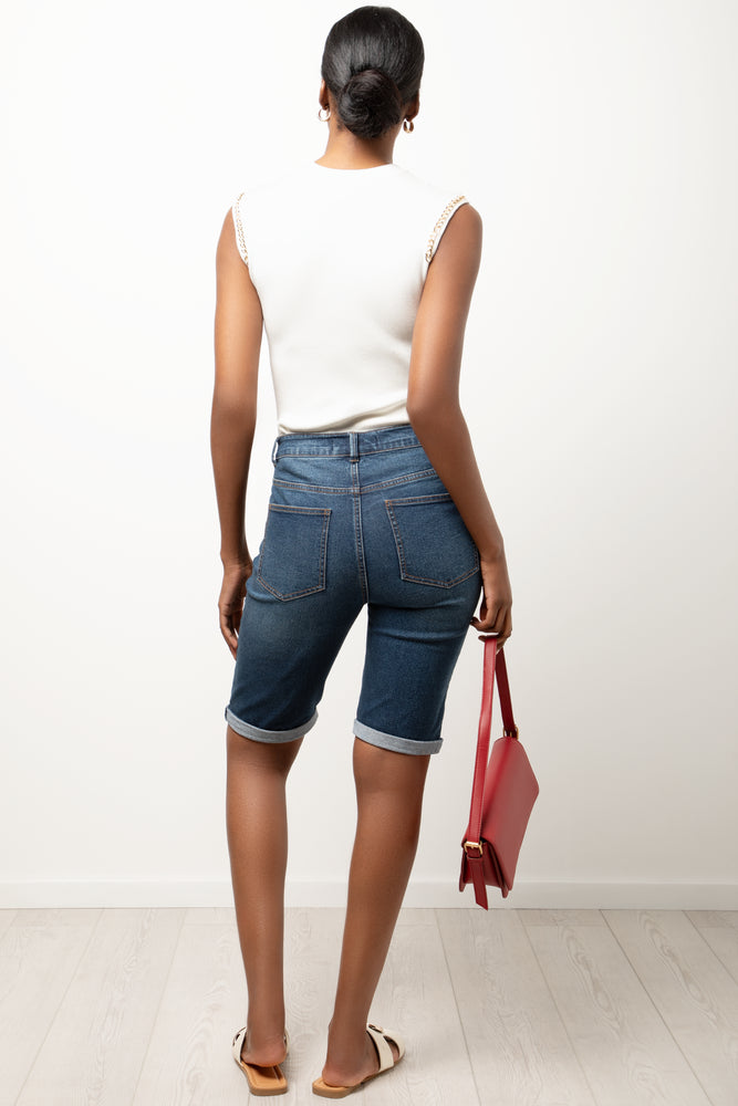 Distressed Bermuda Shorts Dark Blue (2)