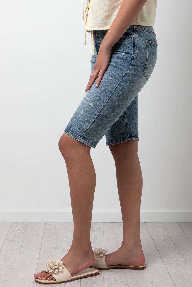 Ripped Bermuda Denim Shorts Blue (1)