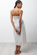Stripe Fit And Flare Maxi Dress Cream (2)