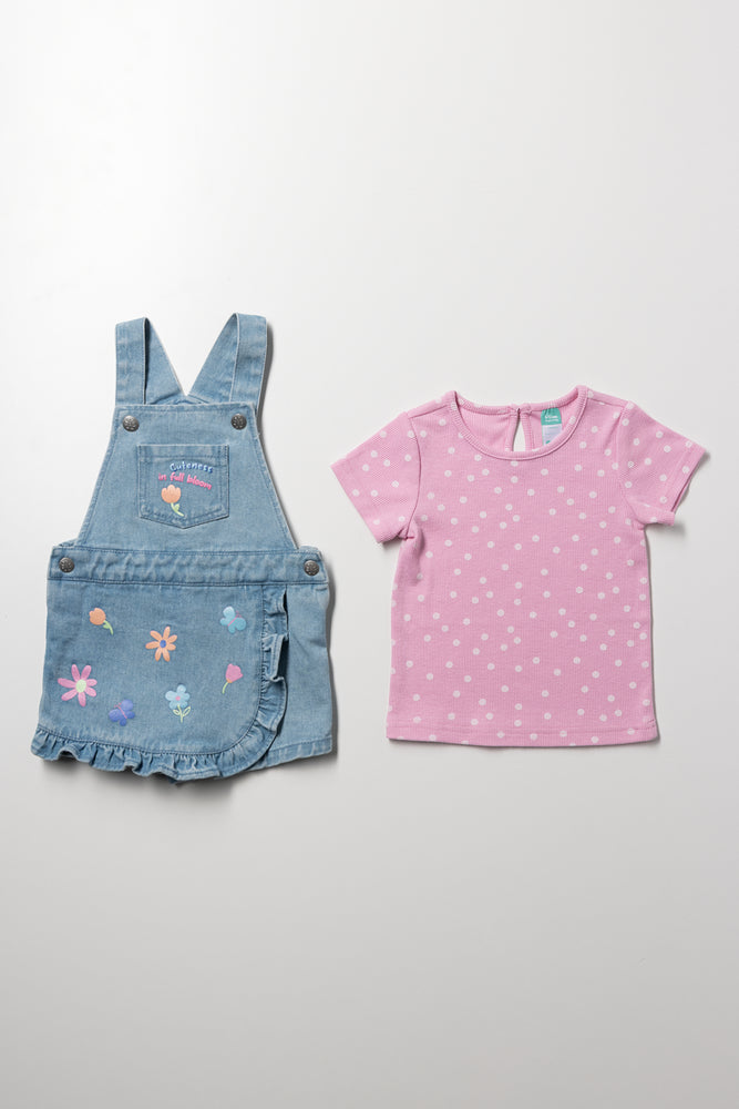 Dungaree Skort Set Light Blue (3)