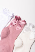 3 Pack Bow Anklet Socks White, Pink And Cream (1)