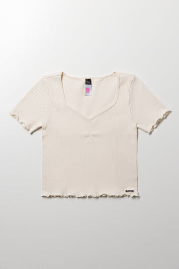 Seamless Short Sleeve T-Shirt Cream