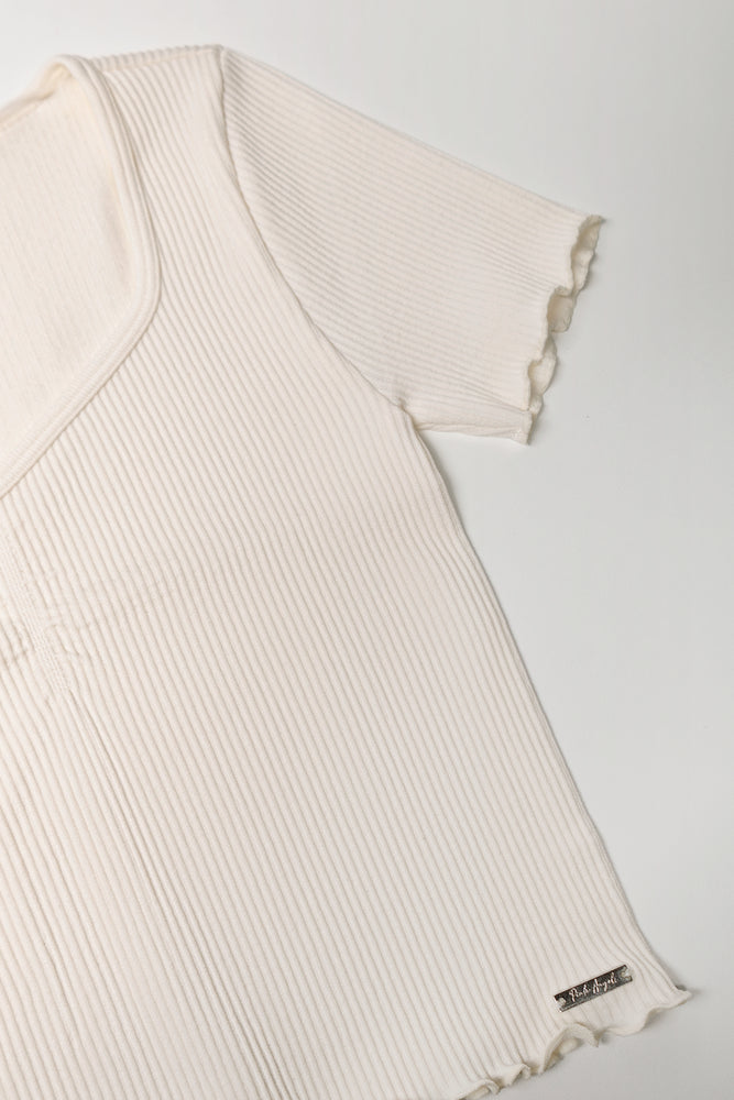 Seamless Short Sleeve T-Shirt Cream (1)