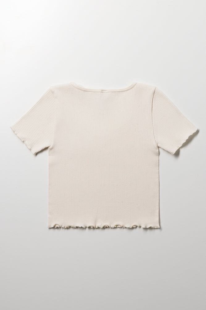 Seamless Short Sleeve T-Shirt Cream (2)