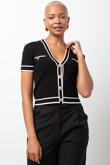 Short Sleeve Cardigan Black